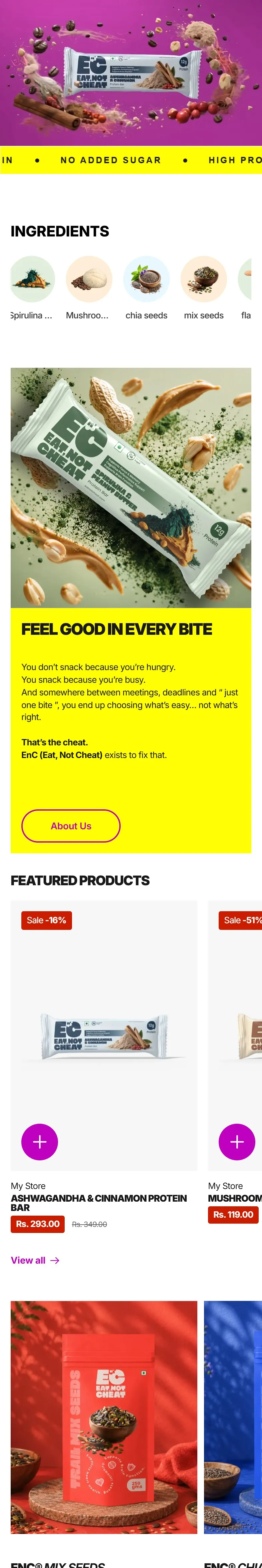 Eat Not Cheat website on a phone, home