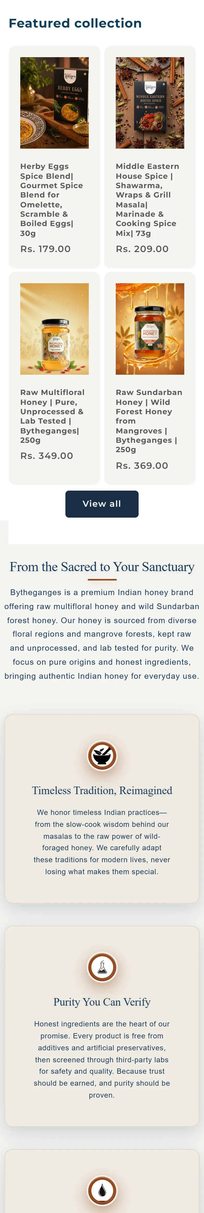 By The Ganges website on a phone, featured collection