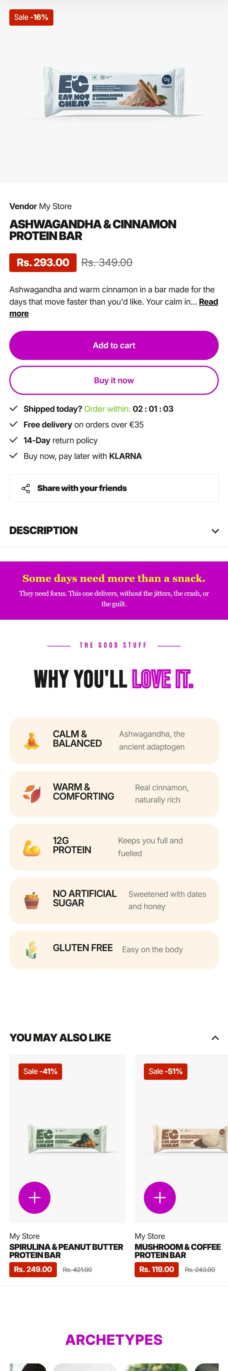 Eat Not Cheat website on a phone, protein bar